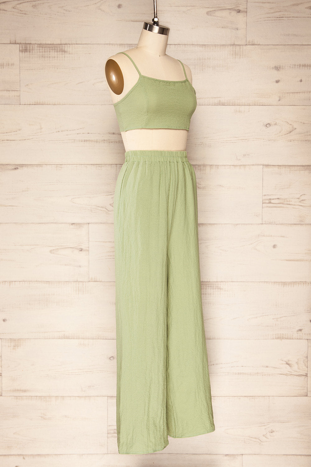 Set Allyf Sage Crop Top & Wide Leg Pants | La petite garçonne side view