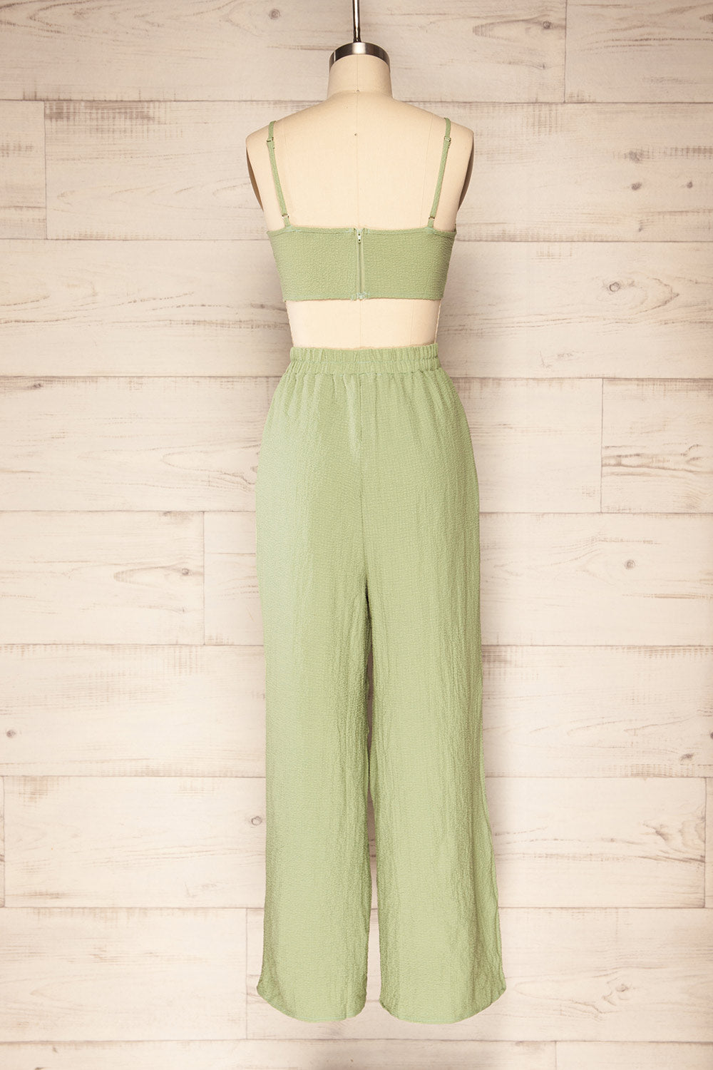 Set Allyf Sage Crop Top & Wide Leg Pants | La petite garçonne back view