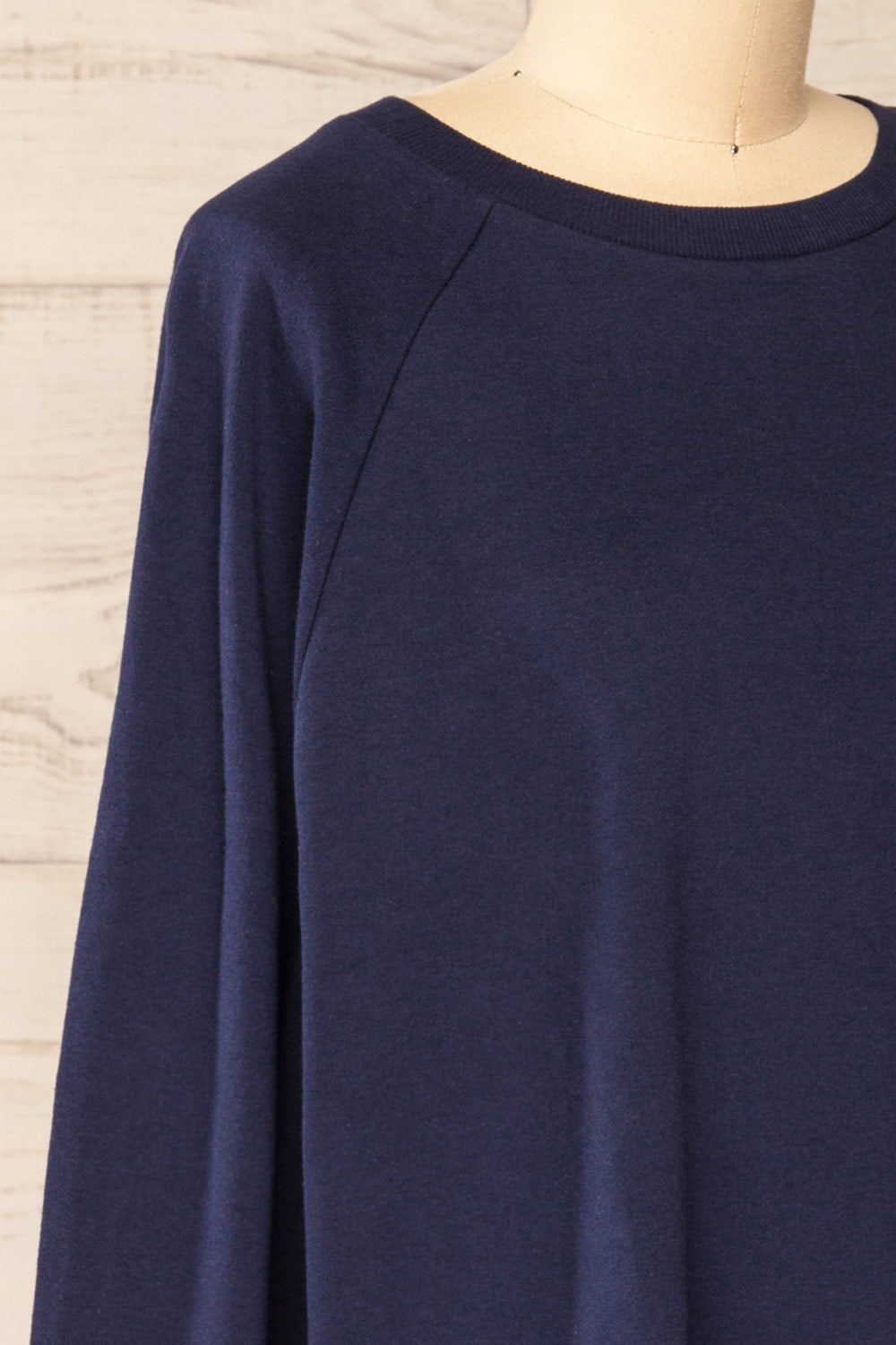 Set Brie Navy Sweater and Lounge Pants | La petite garçonne top side close-up