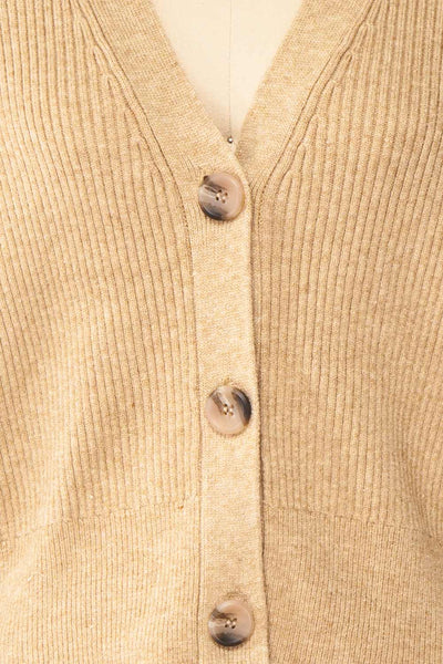 Set Cilia Beige Cardigan & Fitted Midi Dress | Boutique 1861  fabric