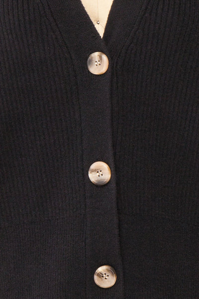 Set Cilia Black Cardigan & Fitted Midi Dress | Boutique 1861  fabric
