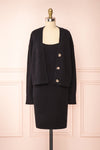 Set Cilia Black Knitted Cardigan & Fitted Dress | Boutique 1861