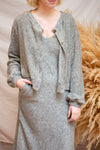 Set Diez Beige Knitted Midi Dress & Cardigan | La petite garçonne model