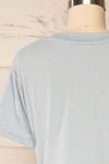 Set Dignes Blue Ribbed T-Shirt & Shorts | La petite garçonne  back close up top