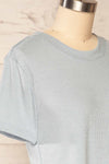 Set Dignes Blue Ribbed T-Shirt & Shorts | La petite garçonne side close up