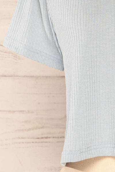 Set Dignes Blue Ribbed T-Shirt & Shorts | La petite garçonne  details