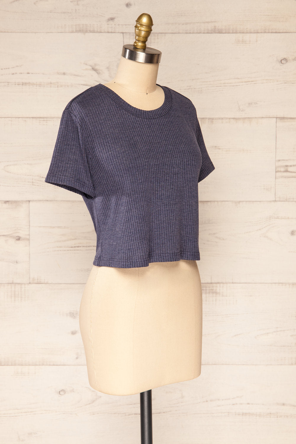 Set Dignes Navy Ribbed T-Shirt & Shorts Set | La petite garçonne side view top