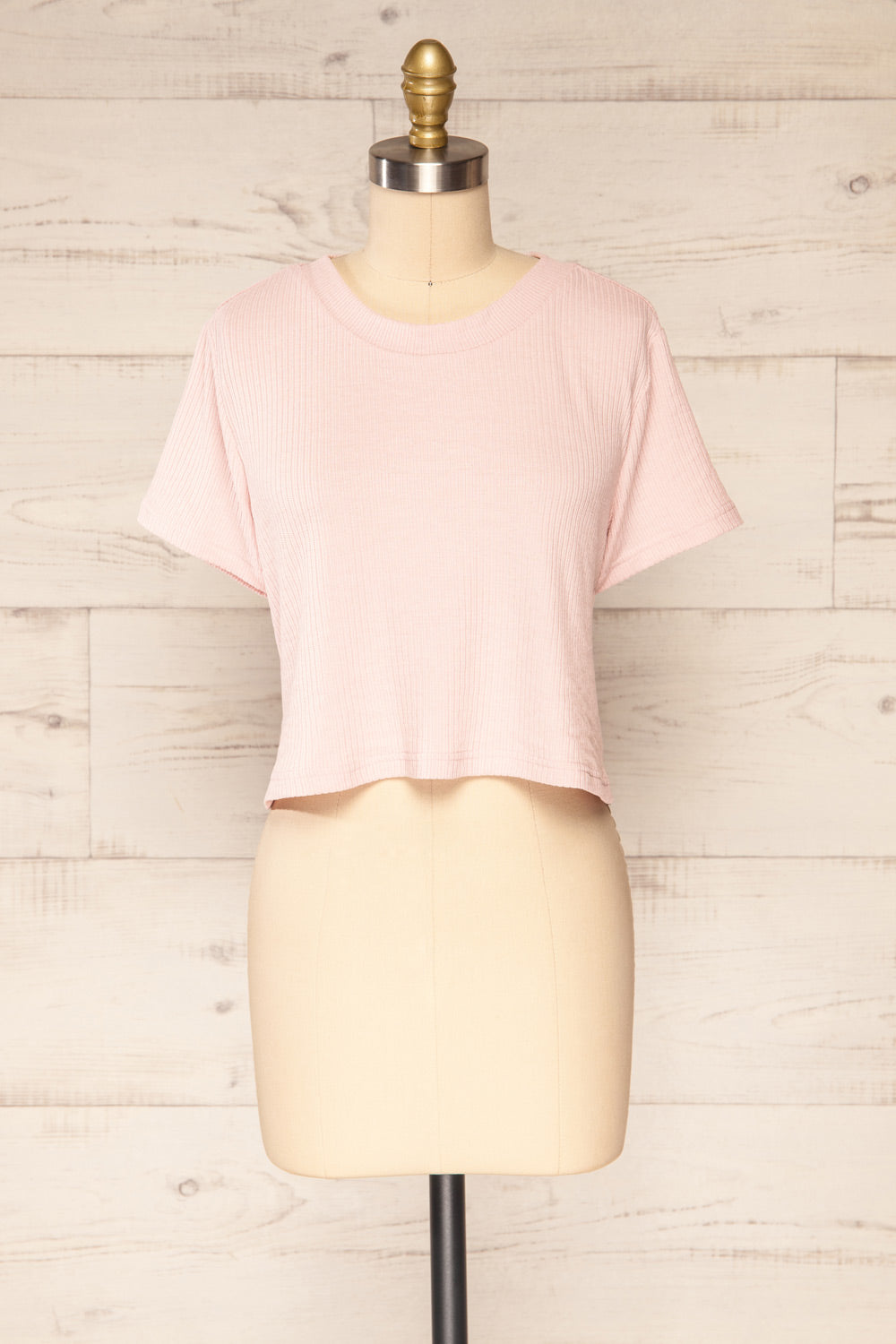 Set Dignes Pink Ribbed T-Shirt & Shorts | La petite garçonne  top front view
