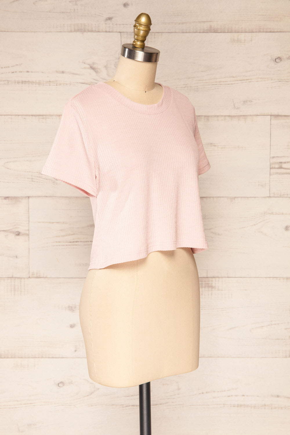 Set Dignes Pink Ribbed T-Shirt & Shorts | La petite garçonne  top side view