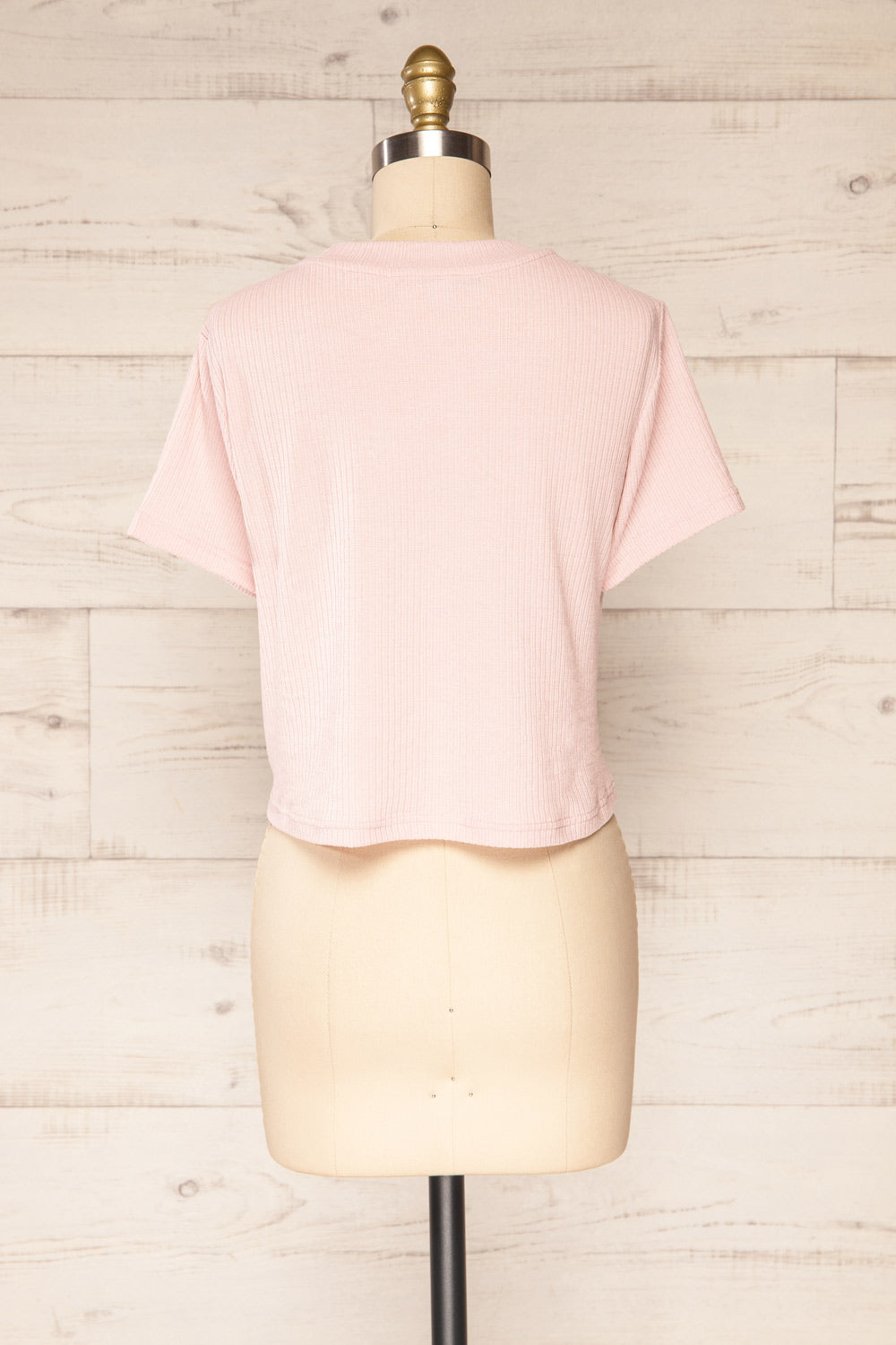 Set Dignes Pink Ribbed T-Shirt & Shorts | La petite garçonne top back view