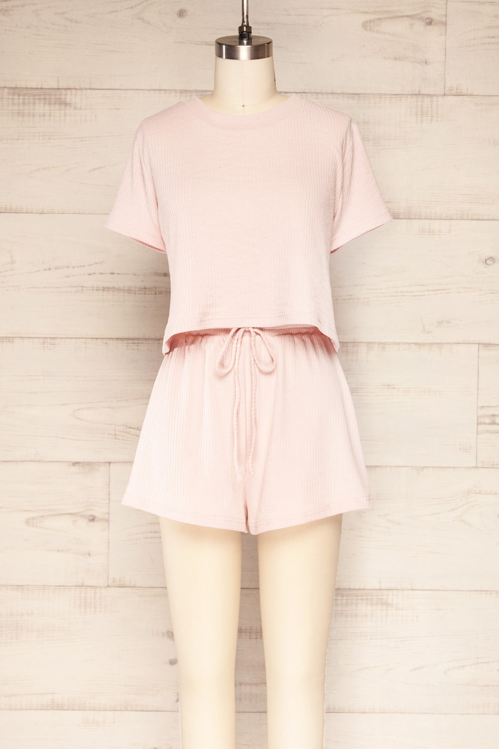 Set Dignes Pink Ribbed T-Shirt & Shorts | La petite garçonne set
