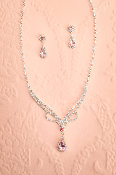 Erable Pink Crystal Earrings & Necklace Set | Boutique 1861