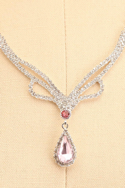 Erable Pink Crystal Earrings & Necklace Set | Boutique 1861 detail close-up