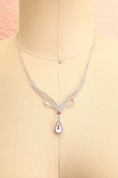 Erable Pink Crystal Earrings & Necklace Set | Boutique 1861 detail