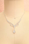 Erable Argente Silver Crystal Earrings & Necklace Set | Boutique 1861 mannequin