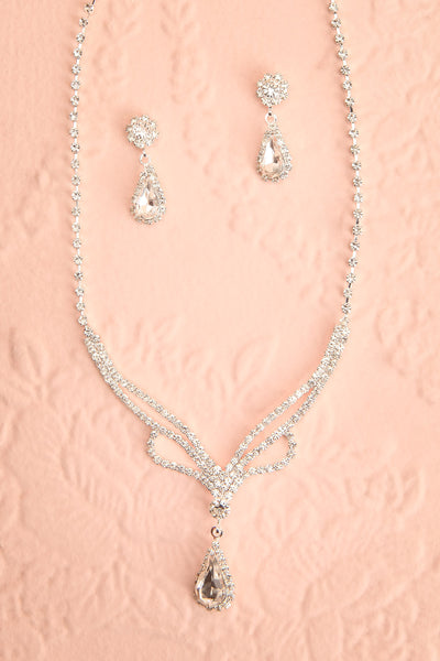 Erable Argente Silver Crystal Earrings & Necklace Set | Boutique 1861