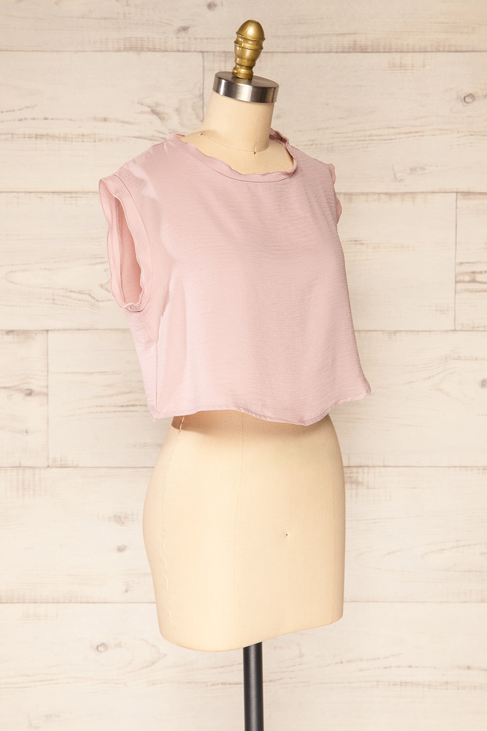 Set Iasi Mauve Crop Top & Pants Set | La petite garçonne top side view