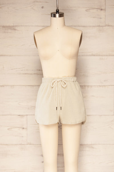 Set Jesen Beige Long Sleeve Top & Shorts | La petite garçonne front view shorts