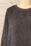Set Jesen Charcoal Long Sleeve Top & Shorts | La petite garçonne top front close-up