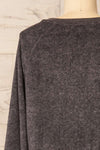 Set Jesen Charcoal Long Sleeve Top & Shorts | La petite garçonne top back close-up