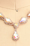 Laurier Rose Crystal Earrings and Necklace Set | Boutique 1861 mannequin close-up
