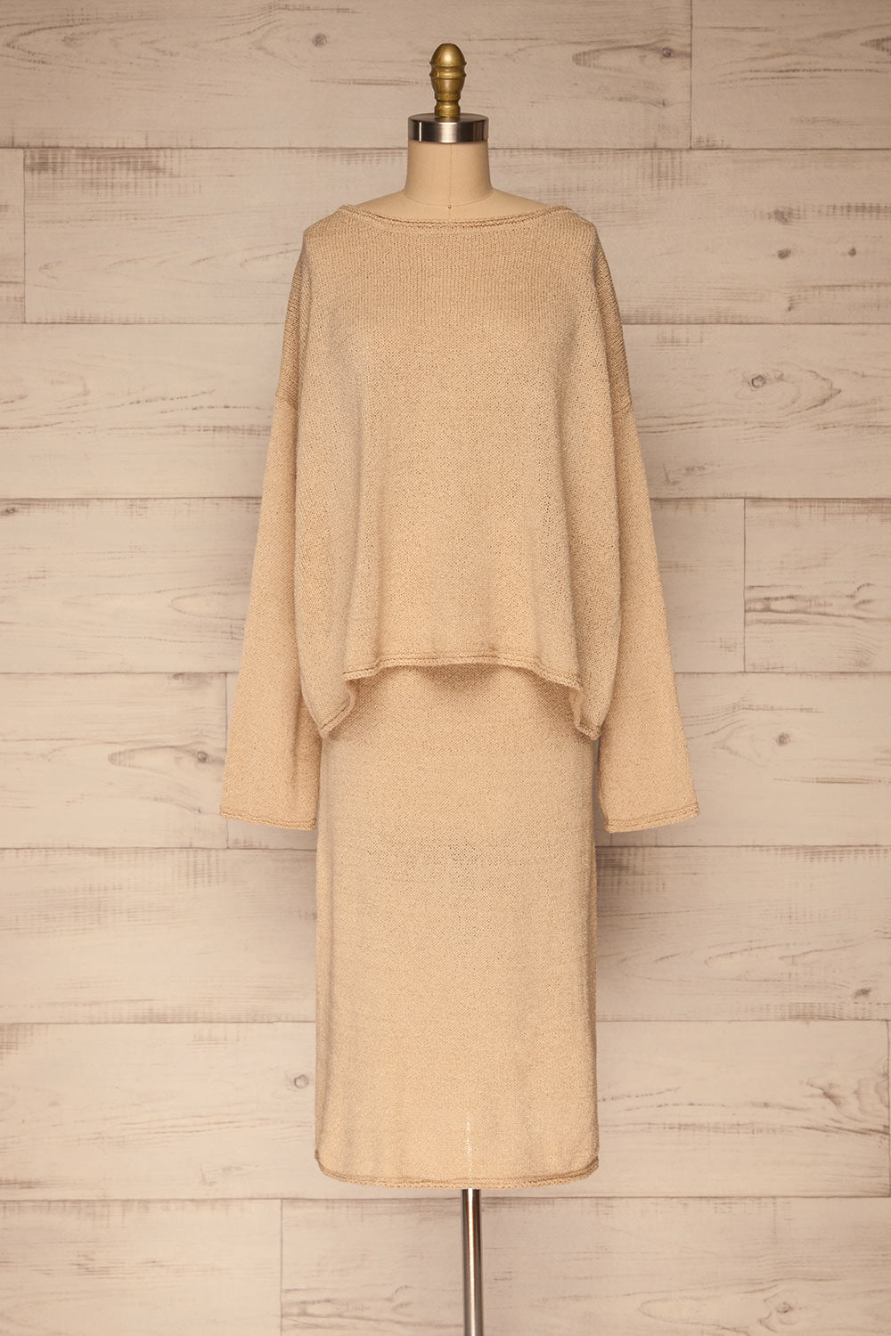 Set Lubin Beige Knitted Top & Skirt | La petite garçonne front view 