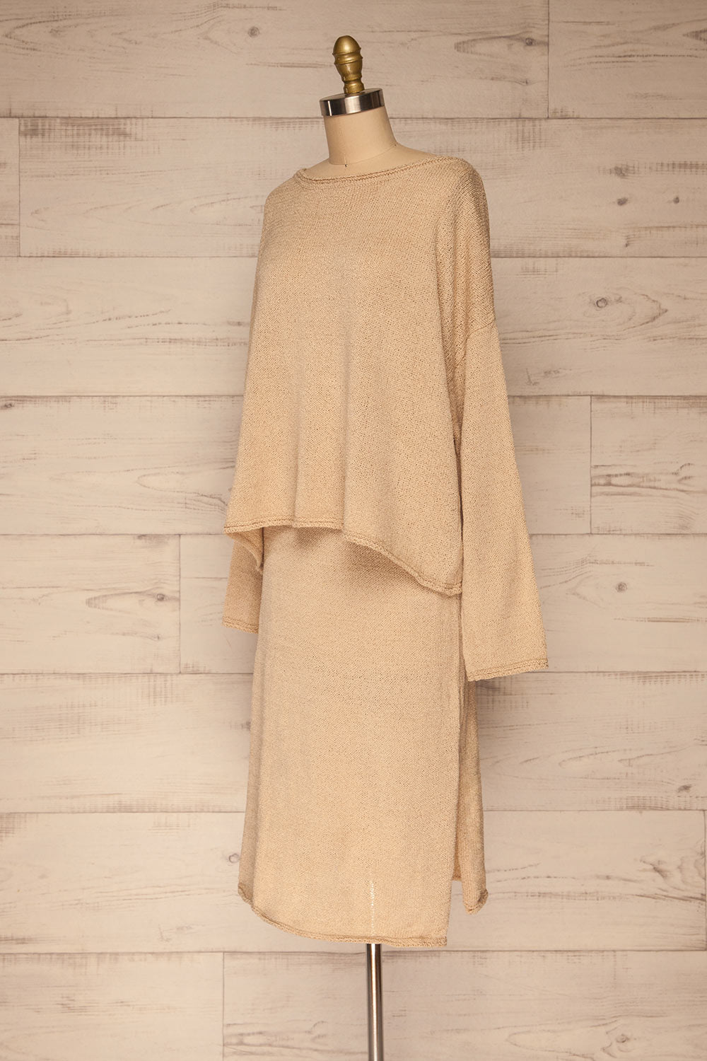 Set Lubin Beige Knitted Top & Skirt | La petite garçonne side view 