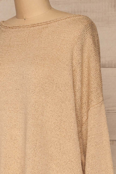 Set Lubin Beige Knitted Top & Skirt | La petite garçonne side close-up