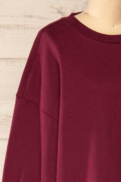 Set Luqa Burgundy Sweater & Joggers | La petite garçonne top side close-up
