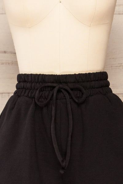 Set Rebec Black Cropped Sweater & Shorts | La petite garçonne  front close-up