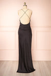 Sevika Black Maxi Satin Dress w/ Cowl Neck |  Boutique 1861 back view