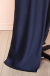 Sevika Navy Maxi Satin Dress w/ Cowl Neck | Boutique 1861 bottom