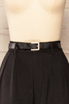 Seville Black Straight-Leg Pants w/ Belt | La petite garçonne belt close-up