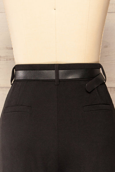 Seville Black Straight-Leg Pants w/ Belt | La petite garçonne back close-up