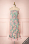 Seyma Mint Green & Lilac Floral Fitted Cocktail Dress | Boutique 1861