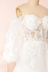 Seyori Ivory Floral Maxi Gown w/ Detachable Sleeves | Boudoir 1861 side close-up