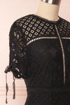 Shalonda Black Lace Cocktail Dress | Robe side close up | Boutique 1861