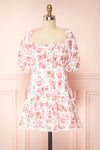 Shameem White Floral Square Neck Short Dress | Boutique 1861 front view