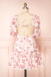 Shameem White Floral Square Neck Short Dress | Boutique 1861 back view