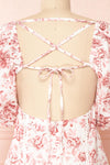 Shameem White Floral Square Neck Short Dress | Boutique 1861 back close-up