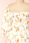 Shana Square Collar Floral Midi Dress w/ Ruffles | Boutique 1861 front close-up