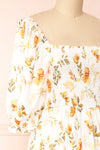 Shana Square Collar Floral Midi Dress w/ Ruffles | Boutique 1861 side close-up