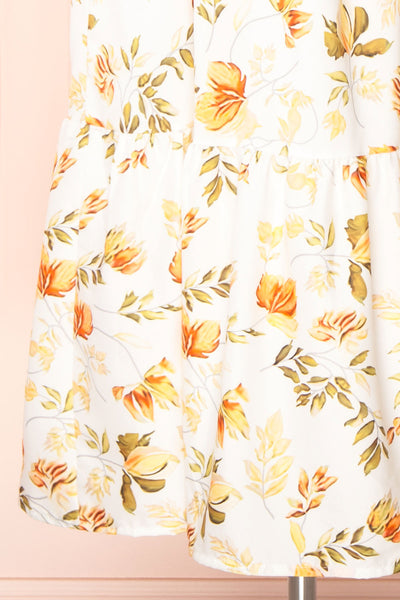 Shana Square Collar Floral Midi Dress w/ Ruffles | Boutique 1861 bottom