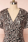 Sharmaine Bronze Leopard Print Sequin Party Dress front close up | Boutique 1861