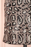 Sharmaine Bronze Leopard Print Sequin Party Dress skirt close up | Boutique 1861