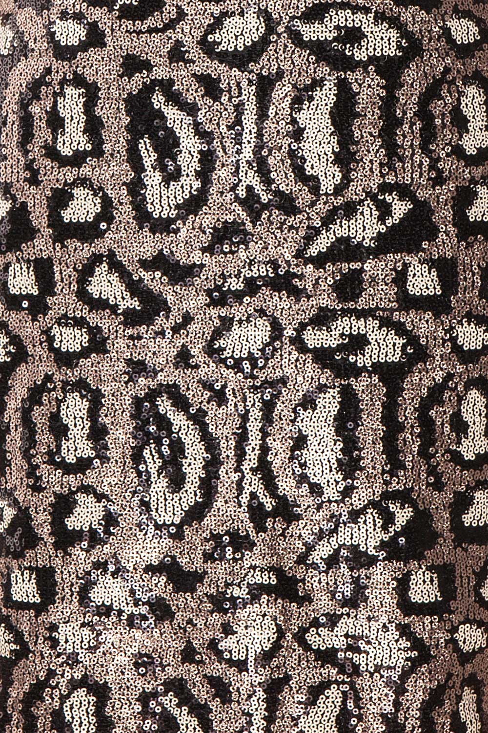 Sharmaine Bronze Leopard Print Sequin Party Dress fabric detail | Boutique 1861