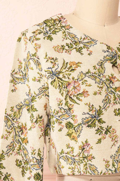 Sharmila Jacquard Cropped Vest w/ Scalloped Hem | Boutique 1861 side close-up
