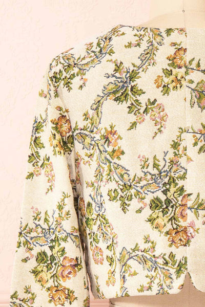 Sharmila Jacquard Cropped Vest w/ Scalloped Hem | Boutique 1861 back close-up