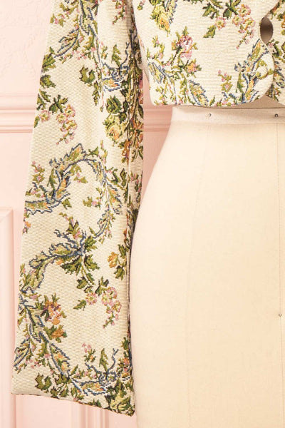 Sharmila Jacquard Cropped Vest w/ Scalloped Hem | Boutique 1861 sleeve