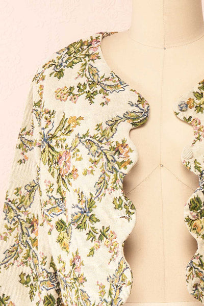 Sharmila Jacquard Cropped Vest w/ Scalloped Hem | Boutique 1861 open close-up